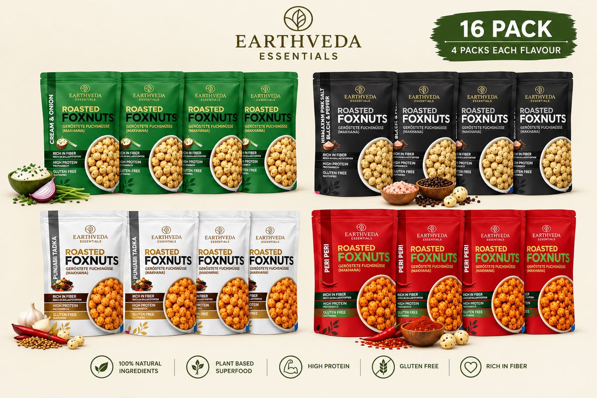 Earthveda Essentials Geröstete Fuchsnüsse – 16er-Mixpaket